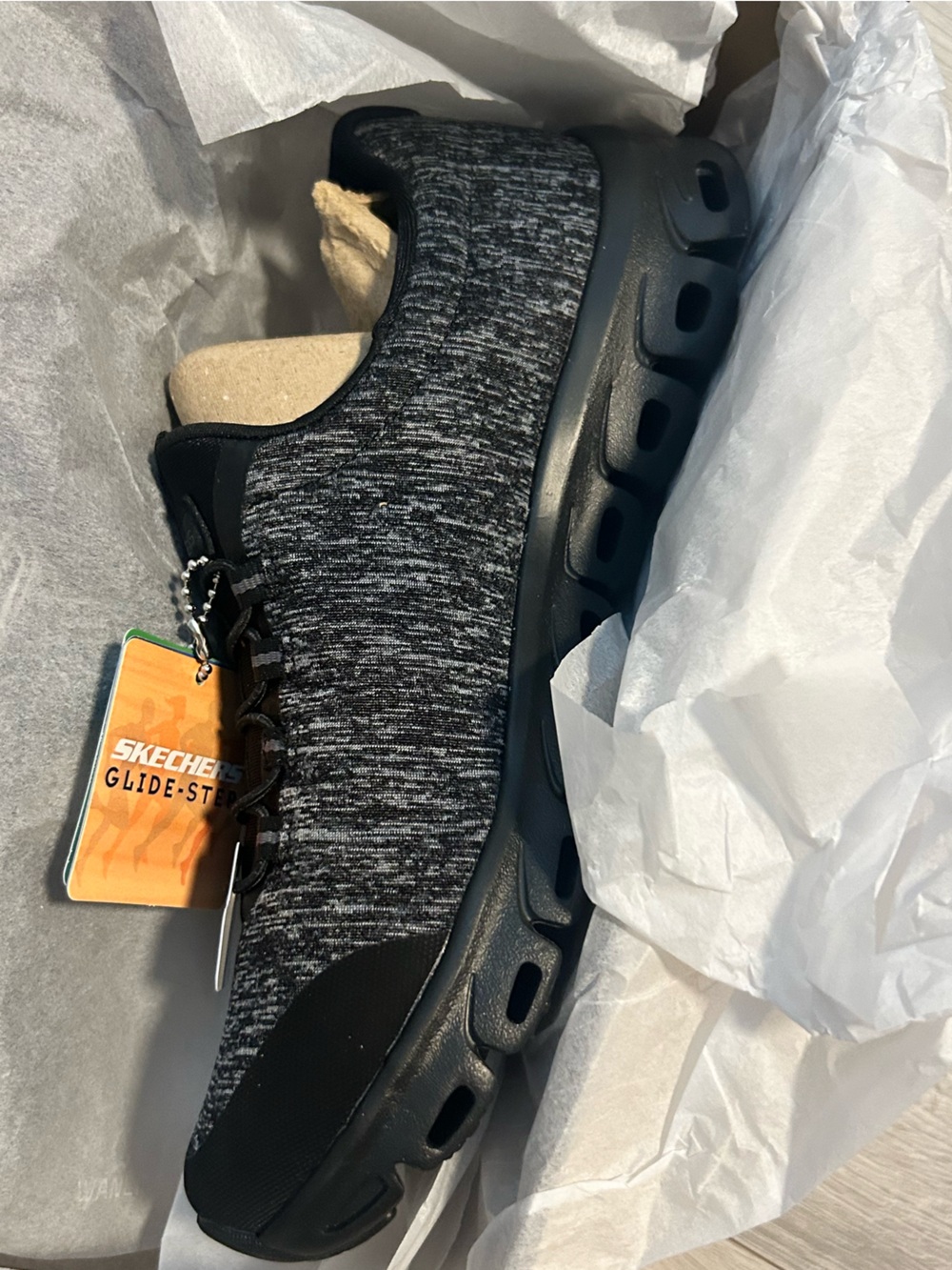Skechers Woman’s Black and Gray Slip-On Athletic Sneaker - Picture 3 of 7